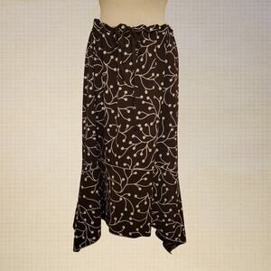 Y2K Mac Studio Brown Cream Stem Print Drawstring Waist Skirt Large